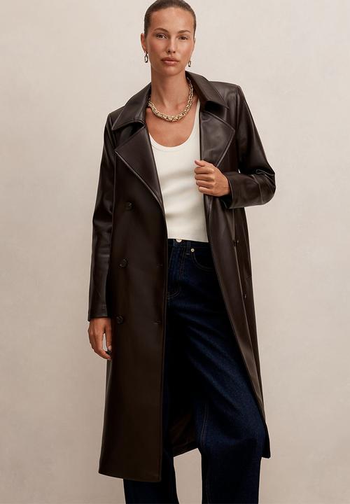 Forever New - Sabina pu trench coat in dark chocolate