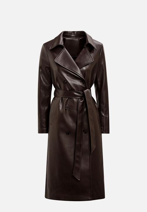 Forever New - Sabina pu trench coat in dark chocolate