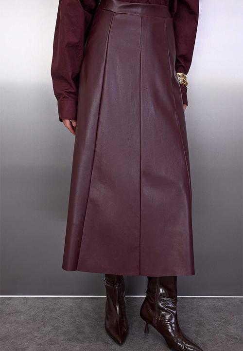 Trendyol - A-Line Cut Maxi Knitted Skirt - Burgundy