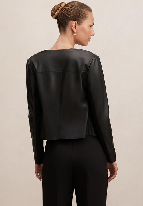 Forever New - Chloe pu waterfall jacket in black