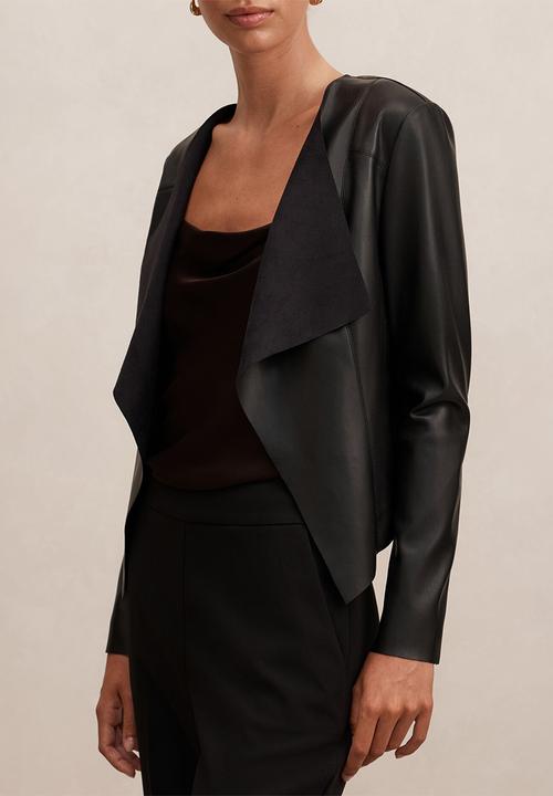 Forever New - Chloe pu waterfall jacket in black