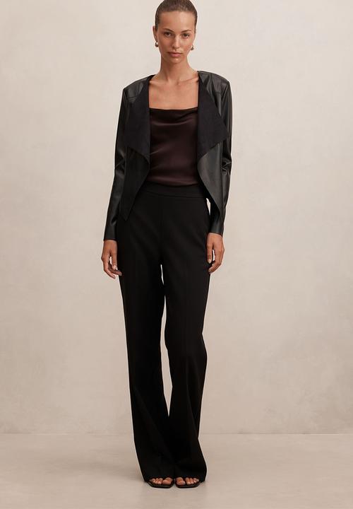 Forever New - Chloe pu waterfall jacket in black