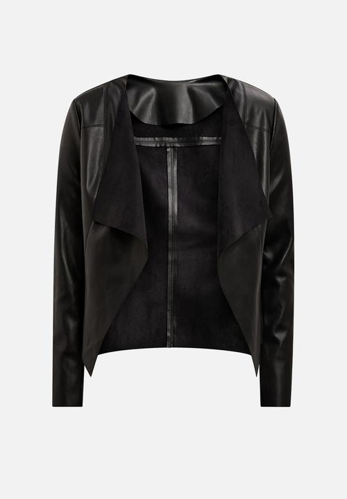 Forever New - Chloe pu waterfall jacket in black