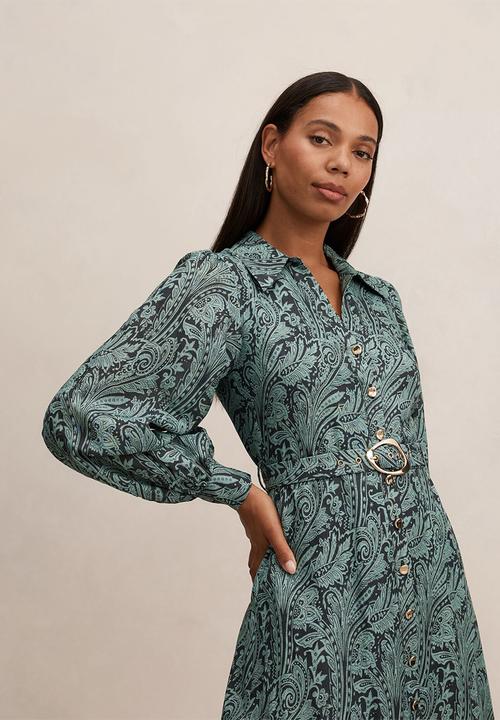 Forever New - Hazel shirt midi dress in nami paisley