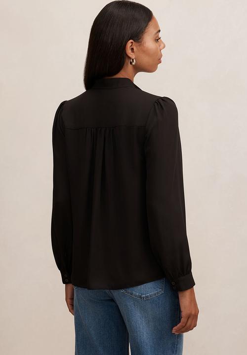 Forever New - Poppy lace trim blouse in black