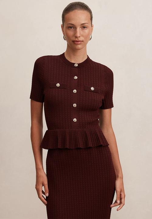 Forever New - Tahlina stitch interest midi dress in vintage merlot