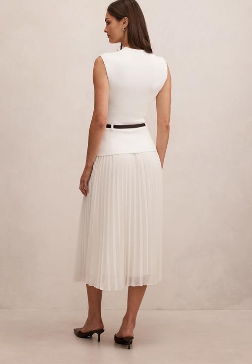 Forever New - Lorelei woven mixed midi dress in cream