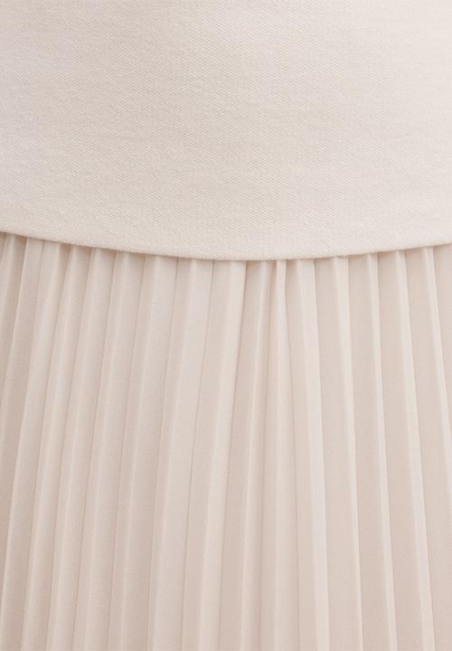 Forever New - Lorelei woven mixed midi dress in cream