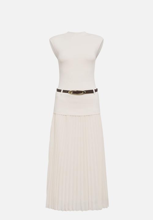 Forever New - Lorelei woven mixed midi dress in cream