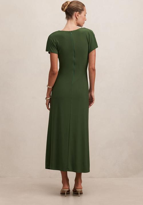 Forever New - Tahnee grown on sleeve maxi dress in stone green
