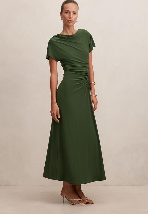 Forever New - Tahnee grown on sleeve maxi dress in stone green