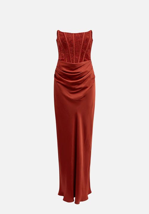 Forever New - Ivy lace corset drape maxi dress in rust
