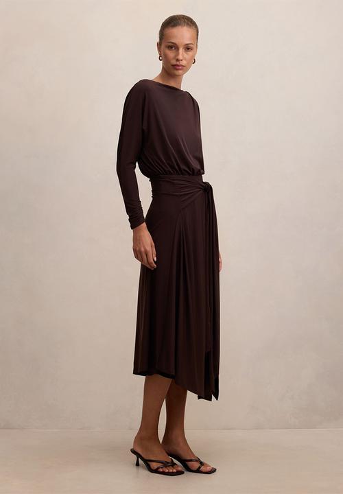 Forever New - Ida draped jersey midi dress in freckle