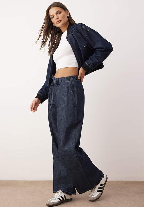 Trendyol - Tie Detail High Jeans - Dark Blue