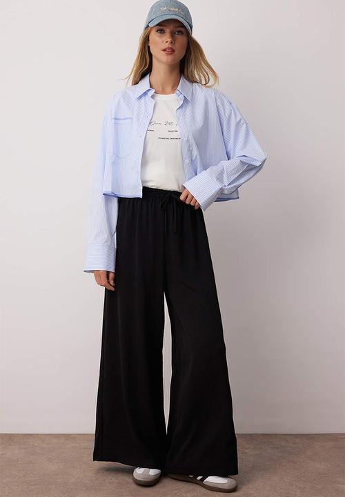 Trendyol - Wide Leg Woven Trousers - Black