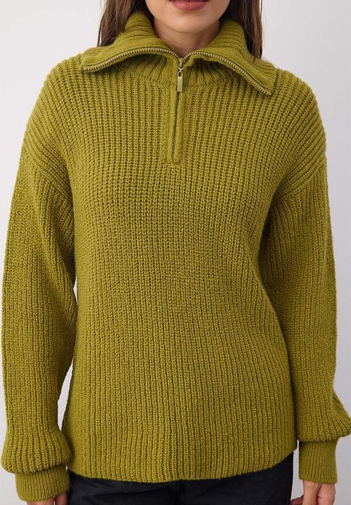 Trendyol - Wardrobe Essentials Soft Textured Knitwear Sweater - Oil Green