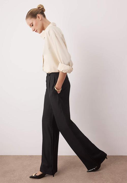 Trendyol - Wide Leg High Waist Pants - Black