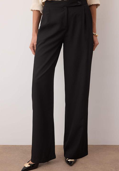 Trendyol - Wide Leg High Waist Pants - Black