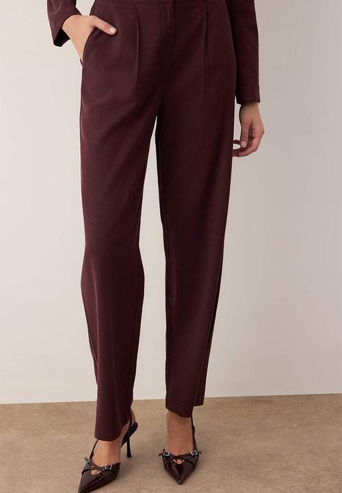 Trendyol - Soft Button Wide Leg Pants - Plum