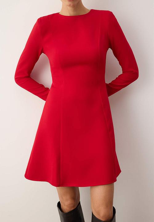 Trendyol - Straight Mini Woven Dress - Red