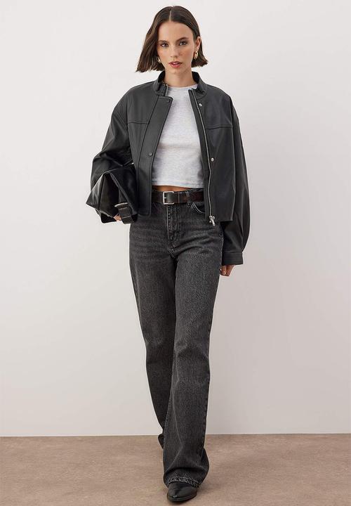 Trendyol - High Waist Wide Leg Jeans - Black