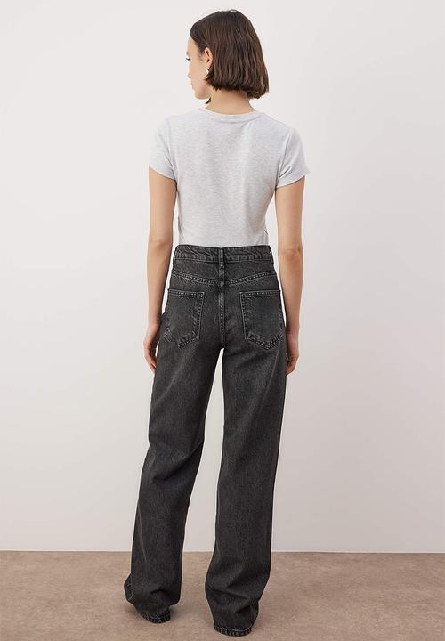 Trendyol - High Waist Wide Leg Jeans - Black