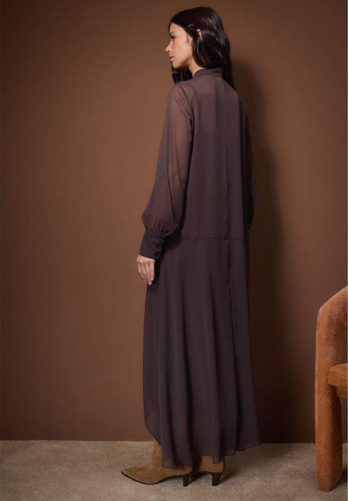 Trendyol - Chiffon Lined Woven Dress - Dark Brown