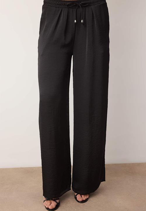Trendyol - Satin Blouse Pants Bottom-Top Set - Black