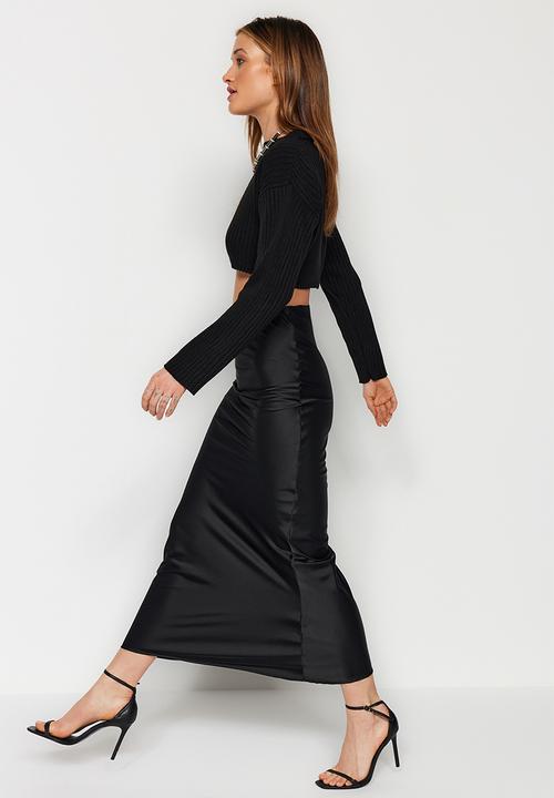Trendyol - Satin Maxi Length Woven Skirt - Black