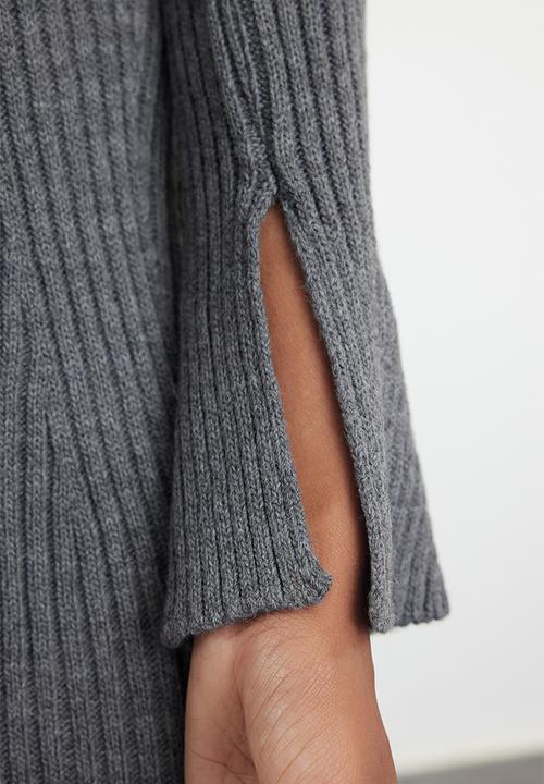 Trendyol - A-Line Mini Knitwear Dress - Anthracite