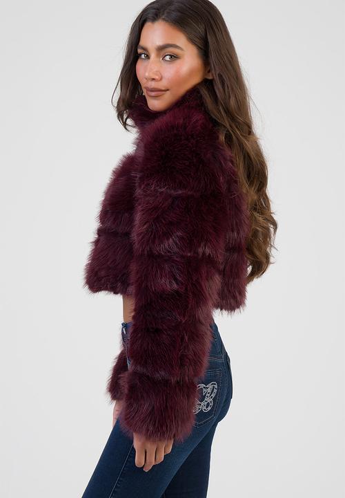 SISSY BOY - Time To Escape Faux Fur Jacket - Burgundy