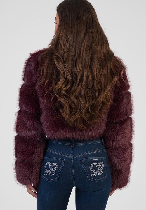 SISSY BOY - Time To Escape Faux Fur Jacket - Burgundy