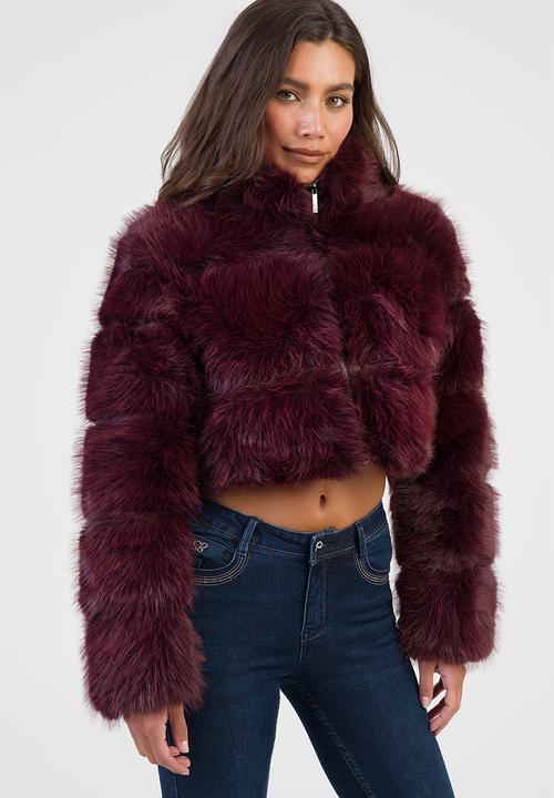 SISSY BOY - Time To Escape Faux Fur Jacket - Burgundy