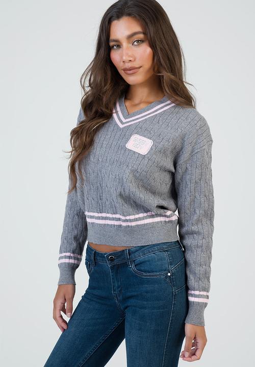 SISSY BOY - All In Knit Sweater - Grey Melange/Pink