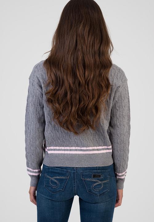 SISSY BOY - All In Knit Sweater - Grey Melange/Pink