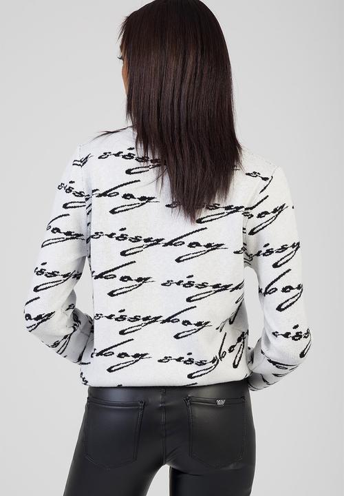 ミュージシャン CRAZYBOY p(R)ojectRLogo Knit Sweater See Me Knit Sweater - Off White/Black