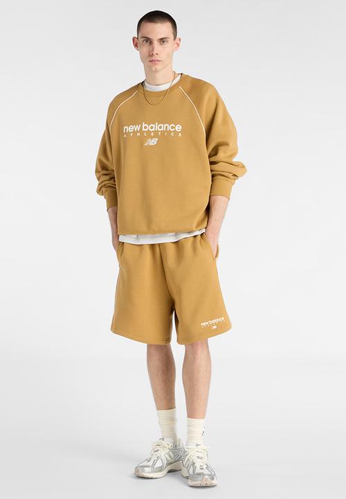 New Balance  - New Balance Linear Graphic Brushed Fleece Crew - Brown