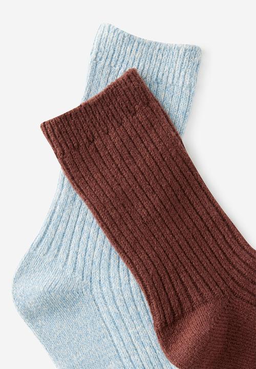 Rubi - Cosy crew sock 2pk - dark oak/iced marine marle
