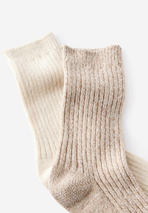 Rubi - Cosy crew sock 2pk - pearl/chai dust marle
