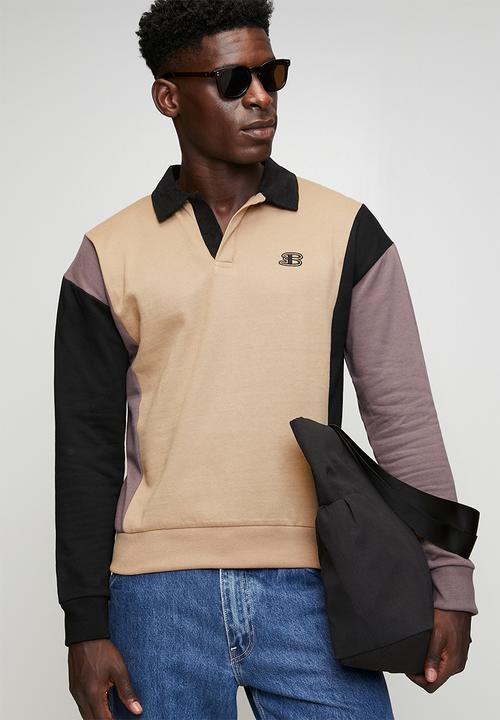 Ben Sherman - Panelled Colour Block B Polo Sweater - Cornstalk