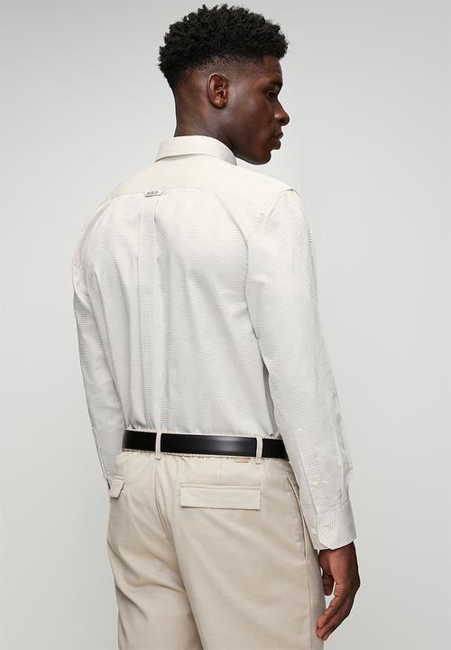 POLO - Jackson Dobby Tonal Check Long Sleeve Shirt - Stone