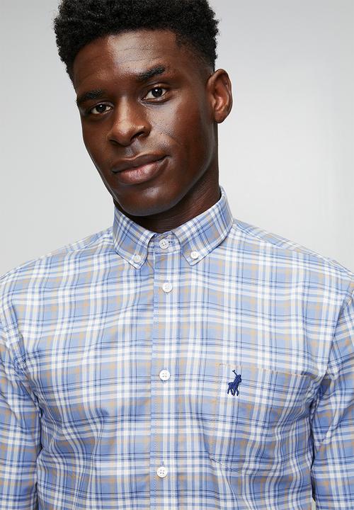 POLO - Yang Small Check Long Sleeve Shirt - Blue