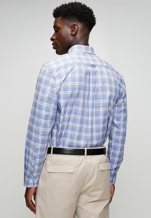 POLO - Yang Small Check Long Sleeve Shirt - Blue