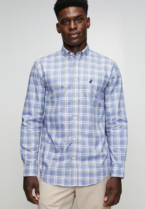 POLO - Yang Small Check Long Sleeve Shirt - Blue