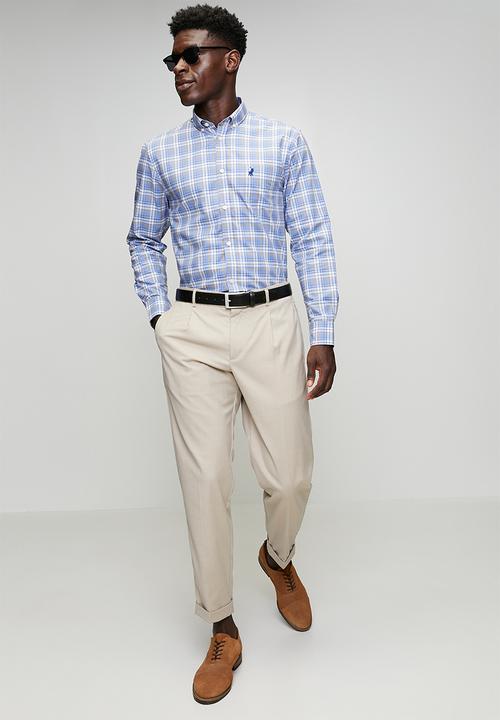 POLO - Yang Small Check Long Sleeve Shirt - Blue
