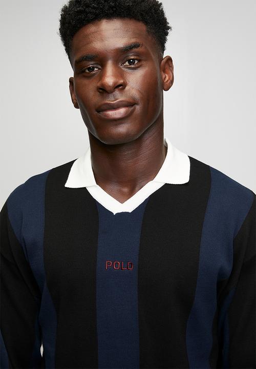 POLO - Moroka Sport Long Sleeve Polo Knit Top - Dark Navy