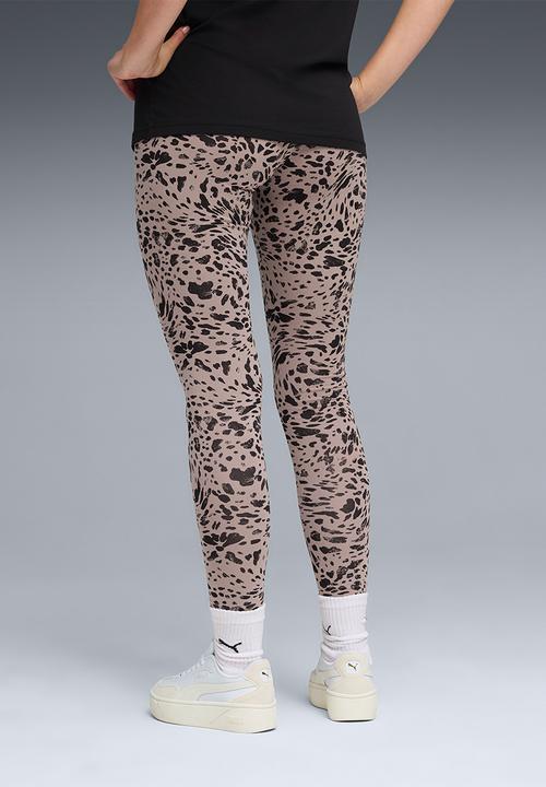 PUMA - Ess Graphic Animal Mid-Rise Aop Leggings - Sandstone