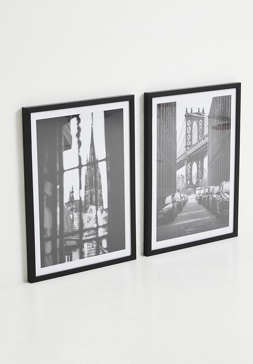 Sixth Floor - Greyscale Vista  Set of 2 - Black Frame
