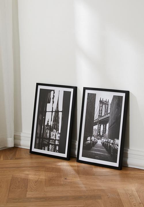 Sixth Floor - Greyscale Vista  Set of 2 - Black Frame