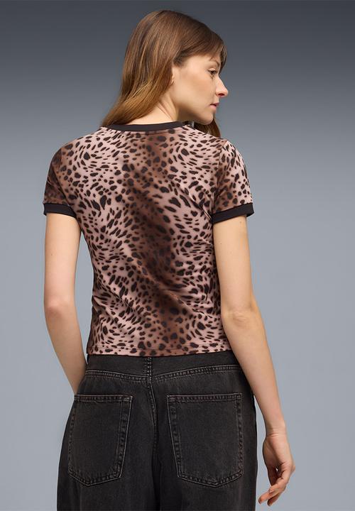 PUMA - Ess Graphics Leo Luxe Bedazzled Slim Tee - brown & black